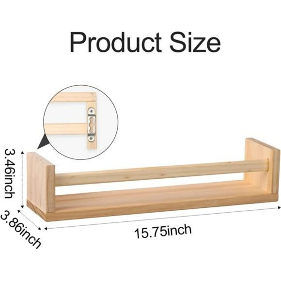 Floating Shelves for Wall, Burlywood Nursery Book Shelves, 15.7 inch (4 Pack) - Picture 6 of 7